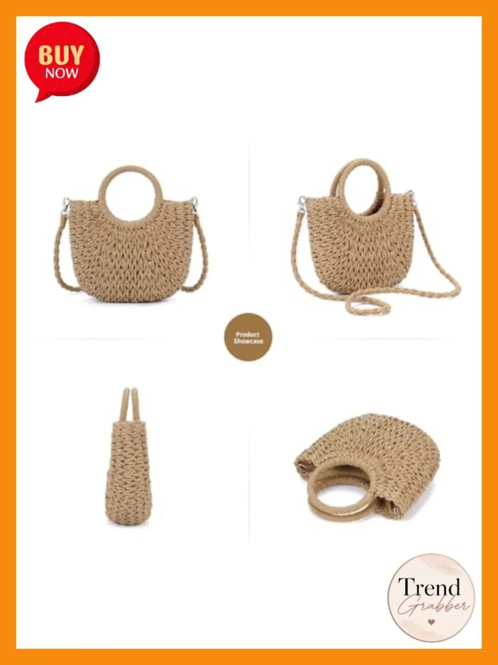 Handmade Crochet Hobo Bag with Top Handle Woven Half Moon Shoulder Bag Summer